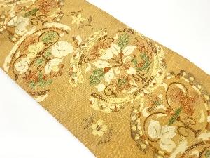 丸文に草花模様織出し名古屋帯